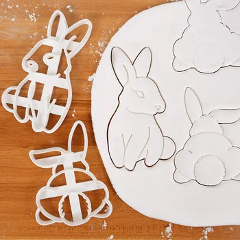 1 gab. Lieldienu Puse 3D Sīkfailus, Plastmasas Spiešanu Pelējuma Karikatūra Trušu DIY Festivāls Cepta Kūka Šokolādes Konfektes Virtuves Piederumi