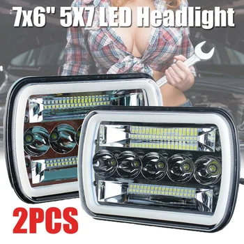 1 Pāris 240W 5X7inch 7X6inch LED Lukturu Hi-Lo Staru Oreols dienas gaitas lukturi Jeep Wrangler, Cherokee XJ YJ