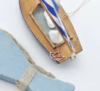10 Laimīgs Dobi origami mazo jahtu navigācijas laivu kulons ķēde, kaklarota, ģeometrisko jūrnieks Beach collarbone kaklarota rotaslietas