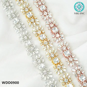 (10 metri) Vairumtirdzniecības sudraba rhinestone kristāla aplikācijas līgavas fāzēm apdari dzelzs par kāzu kleitu WDD0900