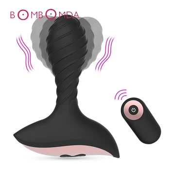 10 Ātruma Spirāli Anālais Vibrators Butt Plug Tālvadības Prostatas Massager USB Uzlādes Vīriešiem Anālais Vibrators Seksa Rotaļlietas Vīriešiem Geju