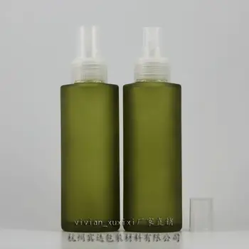 100 ml olīvu zaļa matēta Stikla ceļojumu uzpildāmas smaržu pudeles ar caurspīdīgas plastmasas pulverizators/miglotājs,smaržu konteiners