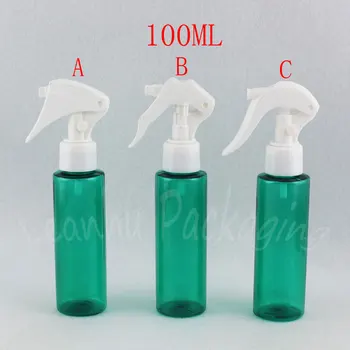 100 ML Zaļajām Plastmasas Pudele Ar Trigger Spray Sūknis , 100CC Grims Ūdens / Tonera Sub-pudelēs , Tukši Kosmētikas Konteineru