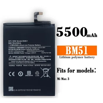 100% Oriģinālā BM51 5500mAh Uzlādējamo Akumulatoru Xiaomi Mi Max 3 Max3 BM51 Augstas Kvalitātes Mobilais Telefons Nomaiņa Bateria+Instrumenti