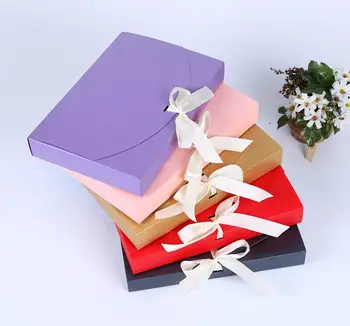 100gab 26x17.5x3.5cm Liela Dāvanu Kaste Kosmētikas Pudeli Šalle apģērbu Iepakojuma Krāsu Papīra Kastē ar lenti Apakšveļa iepakojuma kaste