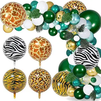 109PCS Džungļu Tēma Partijas Apdare Metāla Zaļo Balonu Arku Komplekts Zēniem Dzimšanas dienu Leopard Raksts Balonu Mākslīgā Lapas