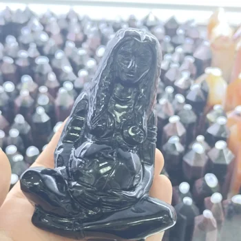 10cm 1pc Dabas Kristāli Māti Zemi no Obsidian griešanai Statuetes Amatniecības Rotājumi Dieviete Mākslas Statuetes Dāvanas, mājas dekoru