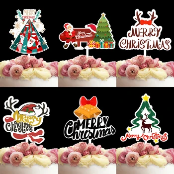 10Pcs Priecīgus Ziemassvētkus Kūka Topper Laimīgu Jauno Gadu Cupcake Toppers DIY Cepšanas Kūku Cilindrs 2023 Ziemassvētku Rotājumi