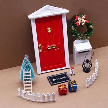 12pcs Namiņš Mini Ziemassvētku Rotājumu Red Elf Durvis Bērnu Ziemassvētku Pasaku Dārza Dekorēšanai Rotaļlieta Miniatūras Piederumu