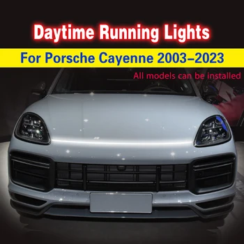 12V Auto DRL Ūdensnecaurlaidīga Elastīga Braukšanas Gaismas Porsche Cayenne 2003-2023 Automātiskā Dienas Gaitas Lampas Dekoratīvās Apkārtējā Lampas