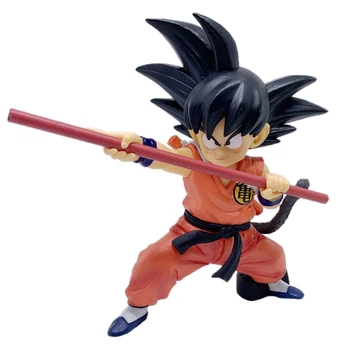 14cm Anime Dragon Ball Rīcības Attēls Bērnības Son Goku Cīņas Mākslas Stick Super Saiyan Kawaii Lelle PVC Kolekciju Modelis Rotaļlieta Dāvana