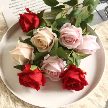 1GB Romantisks Rožu Mākslīgo Ziedu DIY Sarkana Zīda Viltus Ziedu Puse Mājas, Kāzu Dekorēšana Valentīna Diena