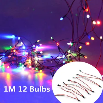 1M 12Bulbs DIY Ēkas Modeli, Padarot Materiālu Smilšu Galda String Lukturi ar Vadu Modeli, LED Gaismas, 6 Krāsas