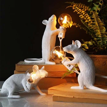 1Pc Ziemeļvalstu Sveķu Dzīvnieku Peli LED Galda Lampa Portatīvie ES/ASV Plug Mājas Dzīvojamā Istaba Guļamistaba, Rakstāmgalds, Nakts Gaisma