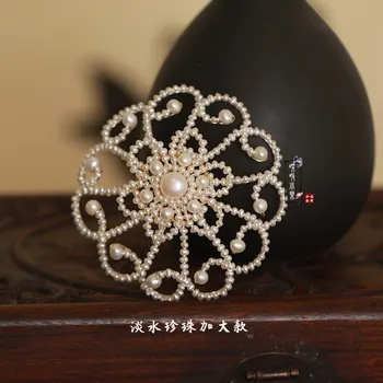 2 Stilu Ķīnas Republika Pērle Cheongsam Hanfu Galvassegu Noble Elegants Temperaments Pērļu Ziedu Matu Accessorie Slavenību Puse