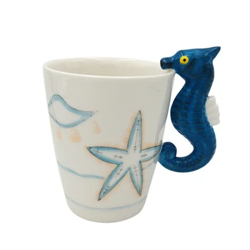 200ML 3D hippocampus dzīvnieku keramikas kauss cartoon jūras sērija keramikas kauss radošo roku apgleznoti kafijas krūze ar rokturi dāvanu