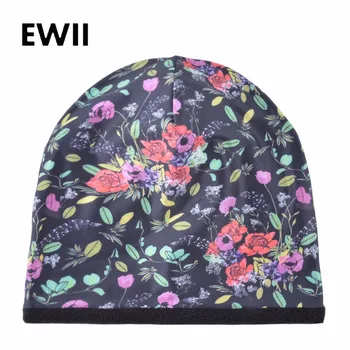2018 Meitene drukāt klp skullies beanies ziemas siltas cepures sievietēm, ziedu beanie cepure sievietēm jaunums siltas cepures sunīti femme kaulu