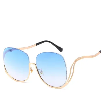 2018 Modes Sievietes bez apmales Laukumā Saulesbrilles Zīmola Dizainere Sieviete Slīpums Griešanas Objektīvs, saules Brilles oculos feminino sunglass