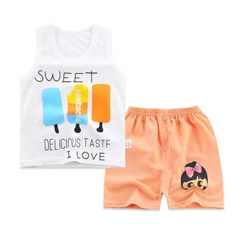 2019. gada vasaras bērnu apģērbu baby zēns un meitene drēbes, kas atbilstu labākajiem kvalitātes 100% kokvilnas bērnu apģērbu komplekts karikatūra zīdaiņu ķermeņa uzvalks