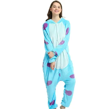 2019 Ziemas Monster Pidžamu Dzīvnieku Sleepwear onesie Kigurumi Sieviešu Vīriešu Unisex Pieaugušo Flaneļa Nightie Mājas apģērbu Komplekti