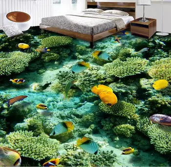 2019 Ūdensizturīgs Tapetes Vynil grīdas Okeāna Pasaule 3D Tapetes Virtuves, dzīvojamo Istabu, Guļamistaba, Vannas istaba Vinila grīdas