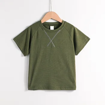 2022. gada Vasaras Bērnu T-krekls ar Īsām Piedurknēm O Kakla Zaļā Gudrs Dizainers Gadījuma Modes Baby Meiteni Vai Zēnu T-krekls 4-7T
