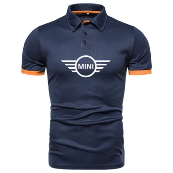 2022. gada Vasarā jaunu Vīriešu T-krekls Mini auto logo drukāt Augstas Kvalitātes Zīmolu Vīriešu Krekli ar Īsām Piedurknēm gadījuma poga-up polo krekls