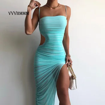 2022 sieviešu vasaras jaunā stila dobi un kroku seksīgo temperamentu sadalīt gurnu siksna kleita, vakartērpi, Puse kleitas y2k
