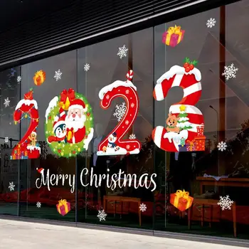 2023 Priecīgus Ziemassvētkus Logu Statiskā Piekļaujas, Logu Uzlīmes Decal Ziemassvētku Sniegavīrs Mājas Apdare