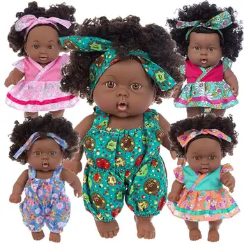 20cm Āfrikas Melnās Bērnu Atdzimis Lelle Reāli Gudrs Spilgti Spēlēt Lelles Ar Apģērbu, Rotaļlietas Meitenēm Lieliska Dzimšanas dienas Dāvana