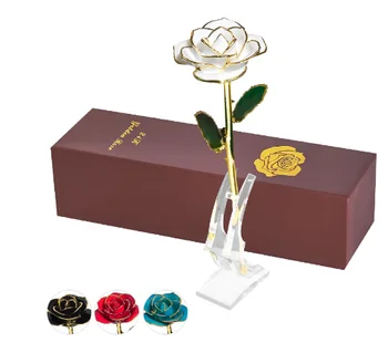 24k Zelta Tuvās Rose Puķu Mākslīgie Ziedi Mūžīgā Roze ar Statīvu Mīlestība uz visiem Laikiem Ailē Dzimšanas dienu, Valentīna Dienas Dāvana Meitenēm