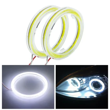 2gab Auto COB Angel Eye LED Balta Gaisma, Auto, Motocikla priekšējo Lukturu 60MM 70MM 80MM 90MM 100MM 110MM 120mm Aplis, Gredzens, Diafragmas atvēruma Lampas