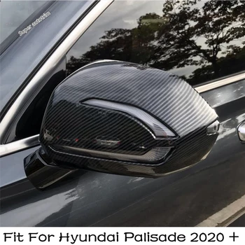2GAB Auto Durvis Atpakaļskata Spogulī, Aizsargs Caps Vāka Apdare Chrome Par Hyundai kaut ko līdzīgu žodziņam 2020 2021 Oglekļa Šķiedras Apdari Piederumi