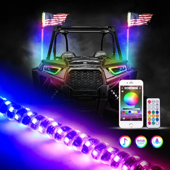 2gab LED Pātagu RGB Gaismas Phone Tālvadības Ūdensizturīgs Bendable Super Spilgti Multi-krāsu Kāta Lampas SUV, ATV UTV
