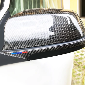 2x Auto Stils Oglekļa Šķiedras Atpakaļskata Spogulis Anti Sadursmes Sloksnes Atpakaļskata Anti-Rub Bufera Uzlīmes, Melns BMW F01 F07 F10