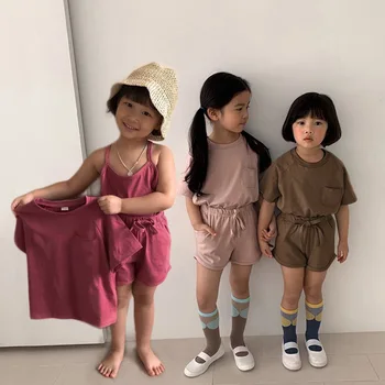 3 Gab. Jaundzimušo Bērnu Vasaras Meitene Drēbes, Korejiešu Versija Kokvilnas Bērniem Drēbes Meitenēm Gadījuma Modes Linga Top T Krekli Cietā Šorti