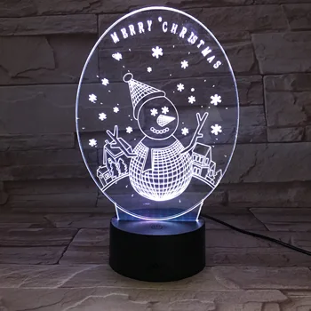 3D-705 Ziemassvētki Sniega Cilvēks Dizains Touch Galda Lampa 7 /16 Krāsu Maiņa Galda Lampas, 3D Lampas Jaunums Led Nakts Apgaismojums, USB Gaismas