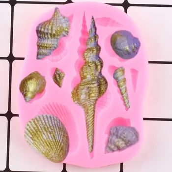 3D Jūras Sērija Pērļu Gliemežnīcu, jūras zvaigzne Sea Shell Silikona Veidnes Kūka Robežu Pomādes Kūka Dekorēšanas Instrumentiem, Konfektes, Šokolādes Pelējuma