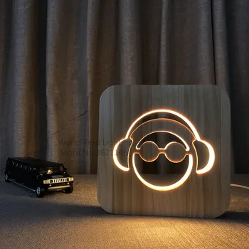 3D LED Koka Lampas DJ Austiņas Illlusion Lampa Studio Austiņas hifi Mūzika Austiņas Puse dekoratīvās nagiem Dāvanas piliens kuģis