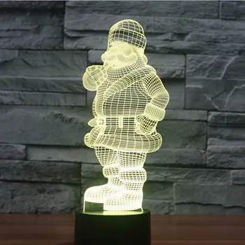 3D LED Nakts Gaisma Santa Klauss, Sniega ar 7 Krāsas, Gaismas, Mājas Apdare, Lampas Pārsteidzošs Vizualizācijas Optiskā Ilūzija Awesome