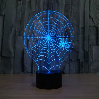 3D LED Nakts Gaismas, Koraļļu Spider Web 3D Lampa USB Jaunums Sienas Lampas Bērnu Nakts Gaisma Akrila Lamparas Atmosfēru Lampas