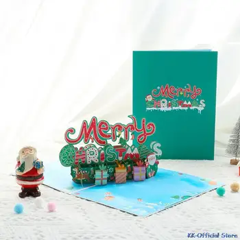 3D Pop Up Santa Kartes Ziemassvētku Apsveikuma Kartītes Puse Ielūgumus, Dāvanas jaungada Apsveikuma kartiņu Jubilejas Dāvanas, Pastkartes