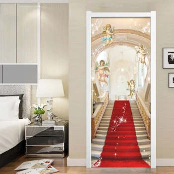 3D Tapetes Eiropas Stila Eņģeli, Kāpnes, Durvis, Uzlīmes, Dzīvojamā Istaba Viesnīcā Luksusa Fona Sienas Uzlīmes PVC Ūdensnecaurlaidīga 3 D Sienas