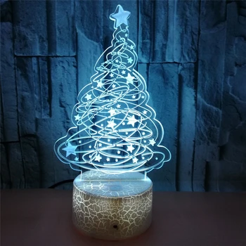 3D Ziemassvētku Eglīte Nakts Gaisma 7 Krāsu, Mirgo Akrila Ziemassvētku Atmosfēru Nightlight USB Kreka Bāzes Mājas Decration LED Lampas