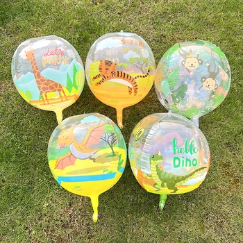 3Pc 22inch Karikatūra Dzīvniekiem 4D Baloni Džungļu Safari Tēmu Dzimšanas dienas svinības Rotājumi, Zēns, Meitene, Baby Dušas Hēlija Balonu Globos