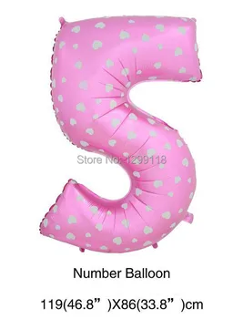40 collu Lielu Rozā ar Zilu Punktu Skaits, Folija Baloni Digatal 5 Hēlija Balonu Skaits 5 Piepūšamie Baloni dzimšanas dienas svinības piegādātāju