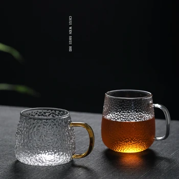 400 ml Āmuru Modeli Stikla Kauss Ar Rokturi Mājas Stikla trauciņus, karstumizturīgs Ūdens Kausa Puses Pūš Japāņu stila Stikla Tējas Tase