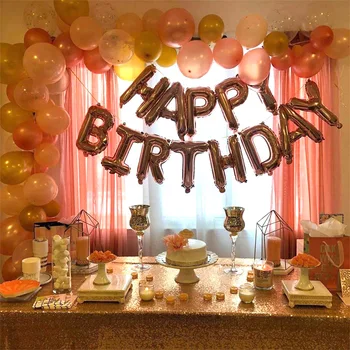 41/49Pcs Rose Gold Dzimšanas dienas Rotājumu Komplekts Vēstuli Happy Birthday Balonu Dzimšanas dienas svinības Dekors Bērniem, Folija Pušķis Sequin Balonu