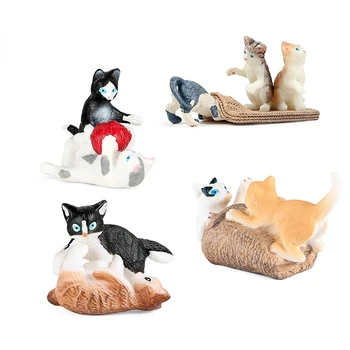 4gab/Set Spēlēt Kaķis Modeli Mājas Kaķis persijas Kaķis Wildcat Rīcības Attēls Dzīvnieku Figruine Rotājumu Mācīties Izziņas Rotaļlietas Bērniem