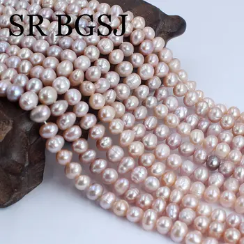 5-6mm Mazas, Gandrīz Apaļas Dabas Violeta Saldūdens Pērles Perforators Pērļu Krelles par DIY Sieviešu Kaklarota, Aproce Rotaslietu izgatavošana